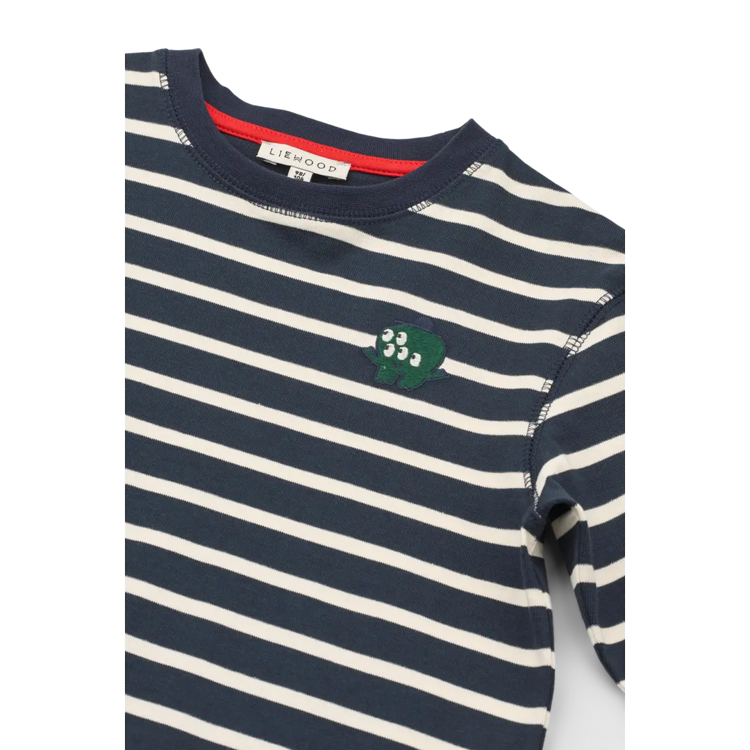 Tyler Long Sleeve Stripe T-Shirt - Classic Navy / Creme de la Creme Stripe