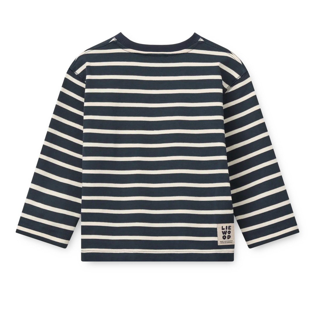 Tyler Long Sleeve Stripe T-Shirt - Classic Navy / Creme de la Creme Stripe
