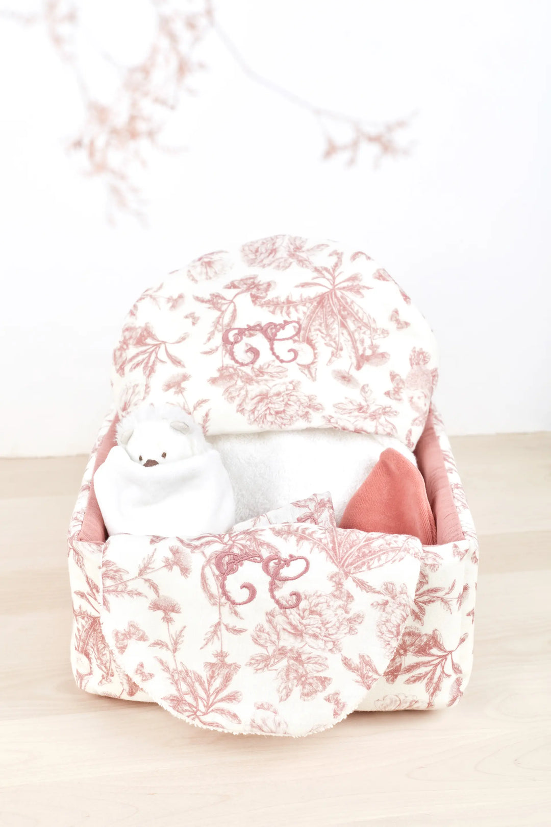 Blue Almonds Ltd Vanity Basket- Toile de Jouy Pink Tartine et Chocolat