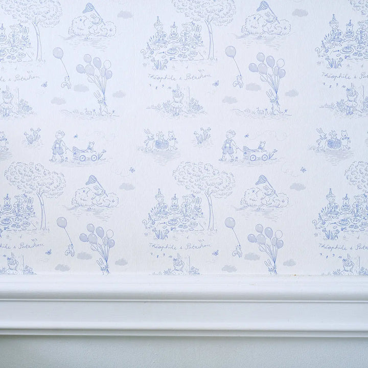 Blue Almonds Ltd Wallpaper - Blue Garden Party Theophile & Patachou
