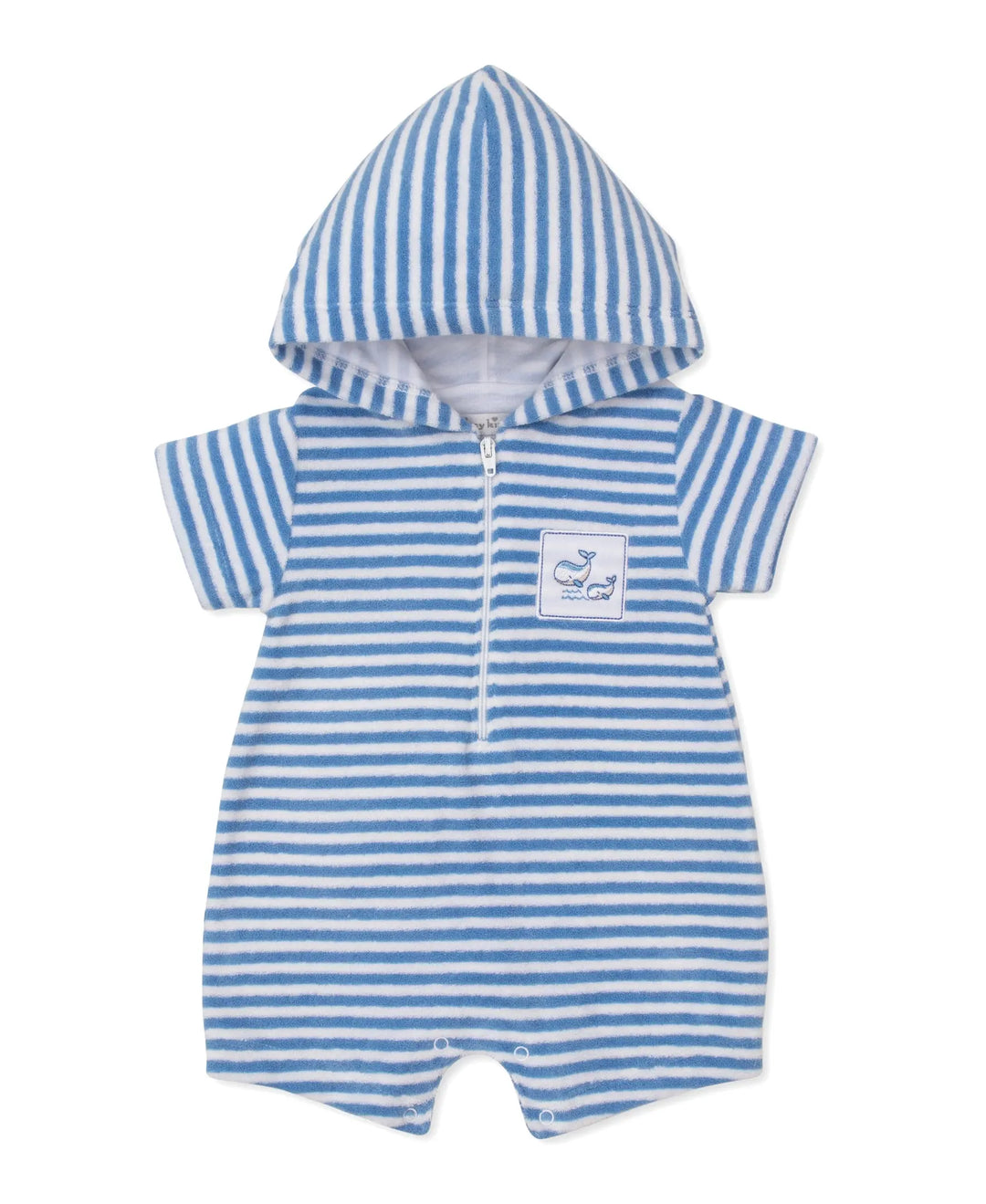 Blue Almonds Ltd Whale Pods - Terry Romper STR - Light Blue Kissy Kissy