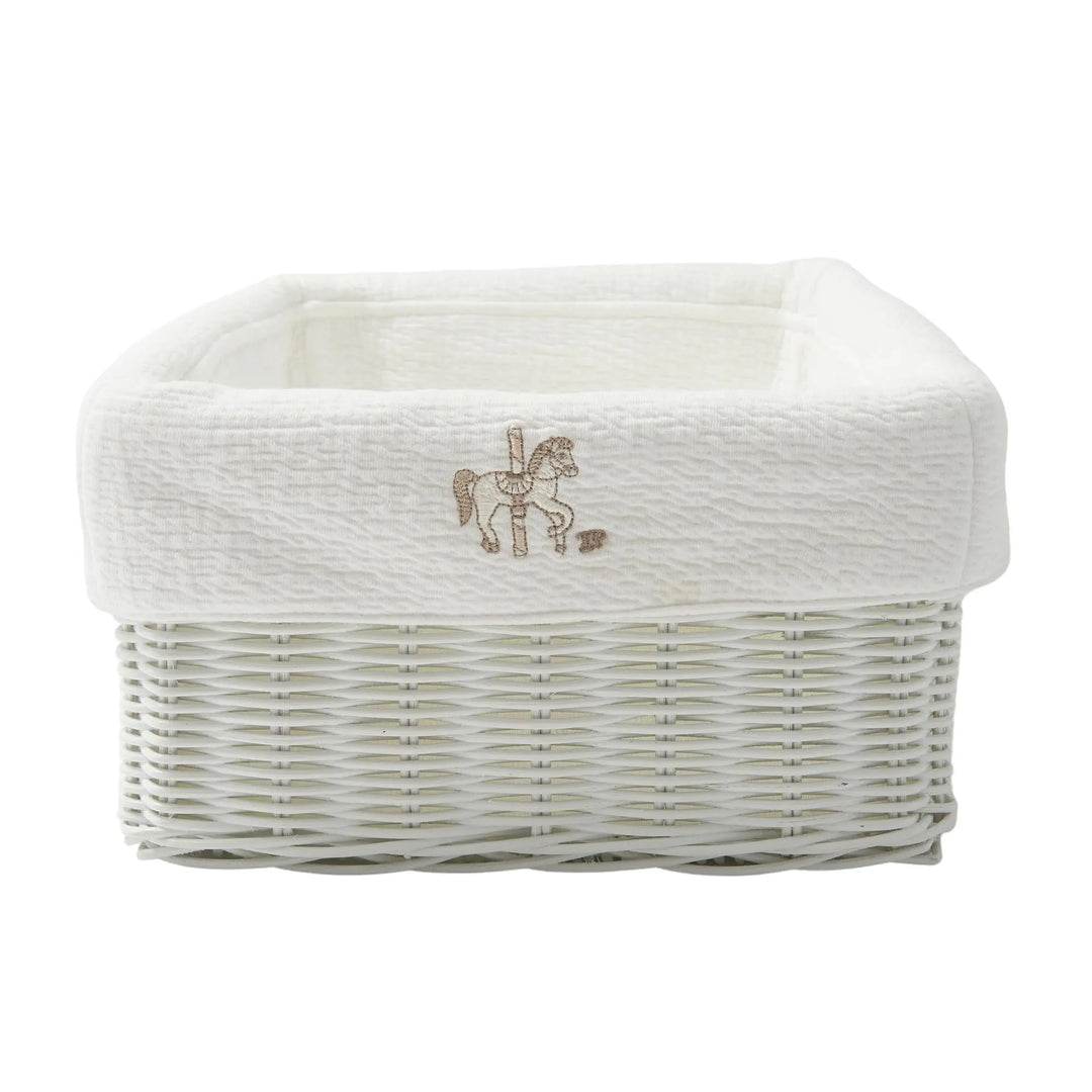 Blue Almonds Ltd White wicker basket + Padded Cover - Carrousel Theophile & Patachou