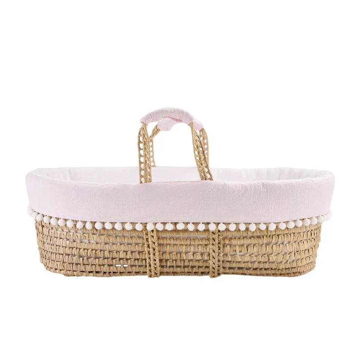 Blue Almonds Ltd Wicker Moises + Cover pink / padded white - Pink Garden Party Theophile & Patachou