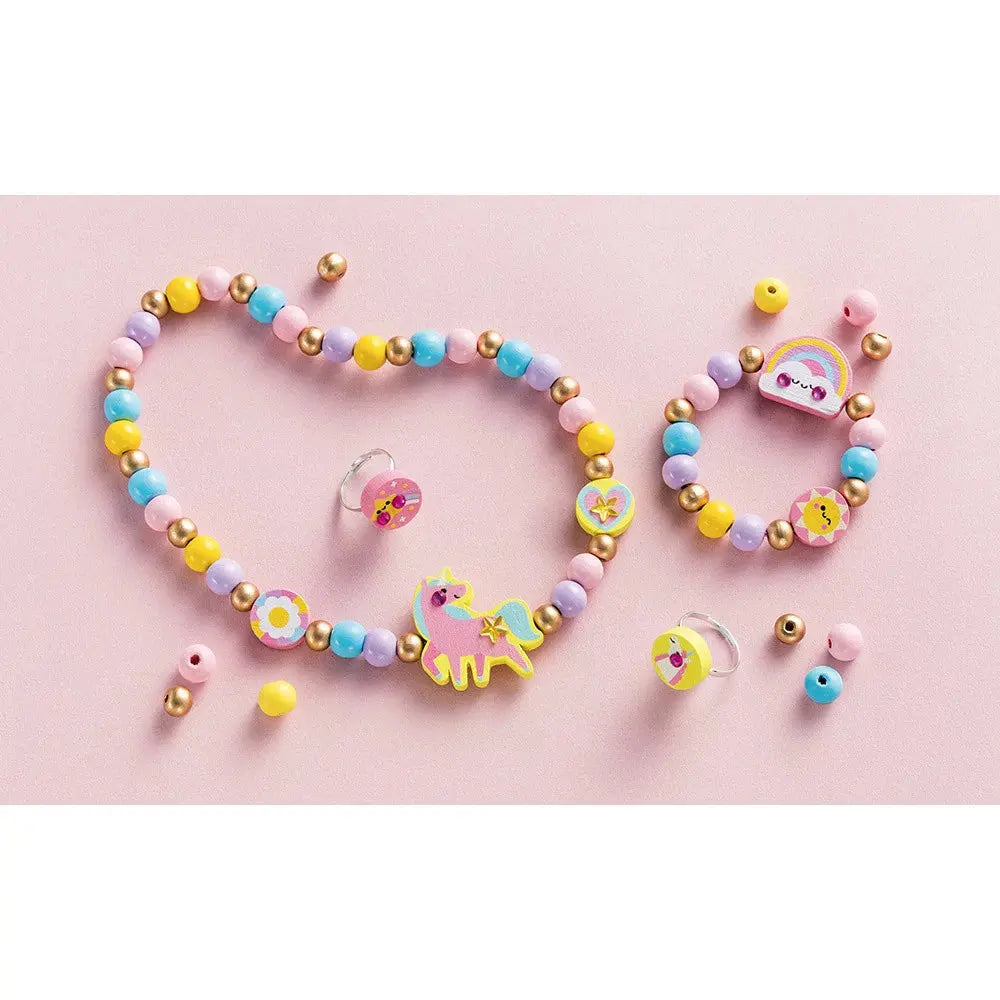 Blue Almonds Ltd 4 Wooden Jewelry To Create - Rainbow Land Janod