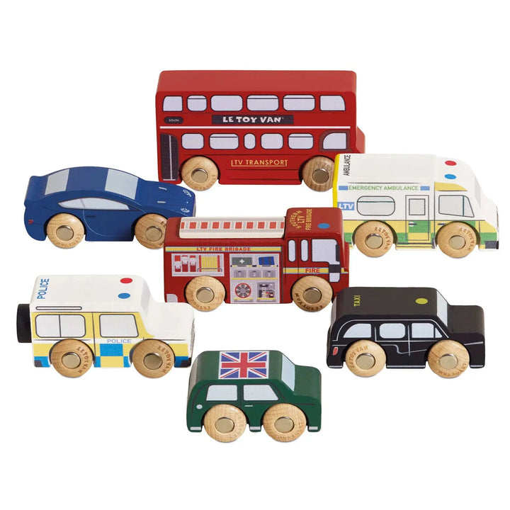 Blue Almonds Ltd London Wooden Toy Car Set Le Toy Van