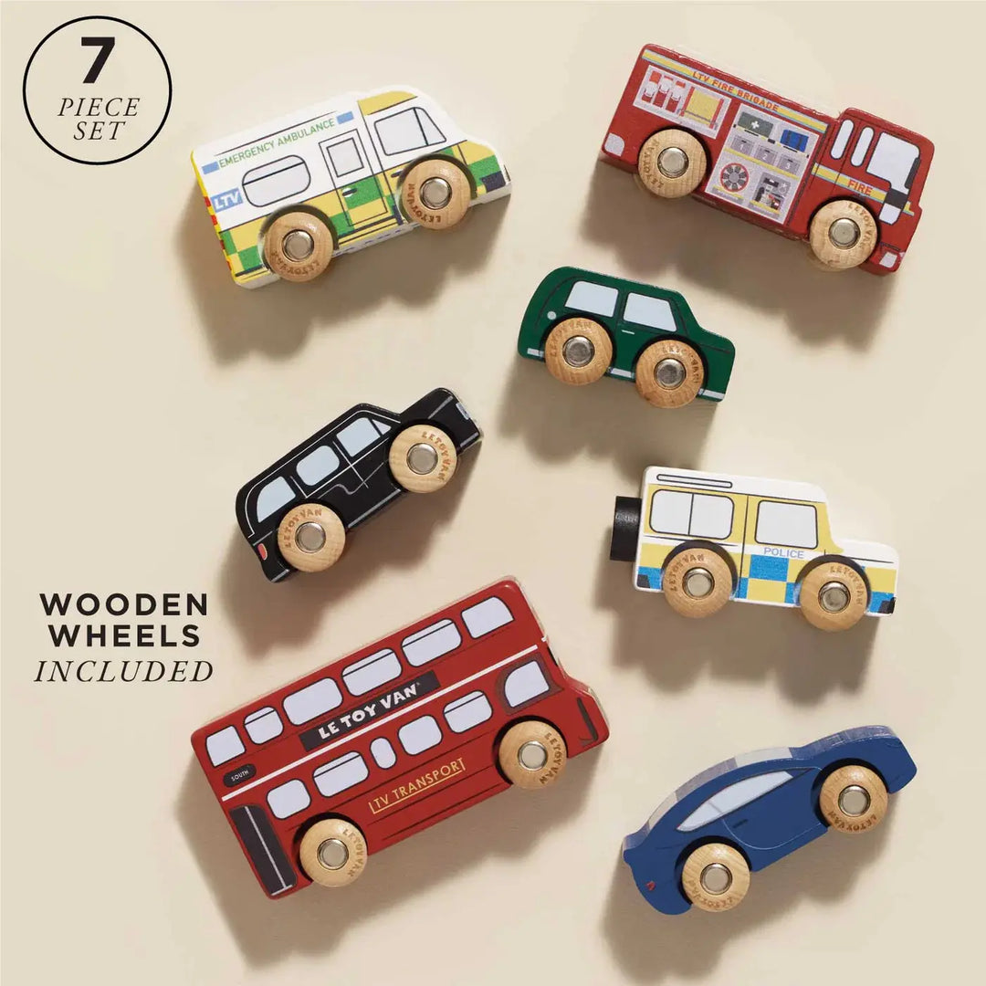 Blue Almonds Ltd London Wooden Toy Car Set Le Toy Van