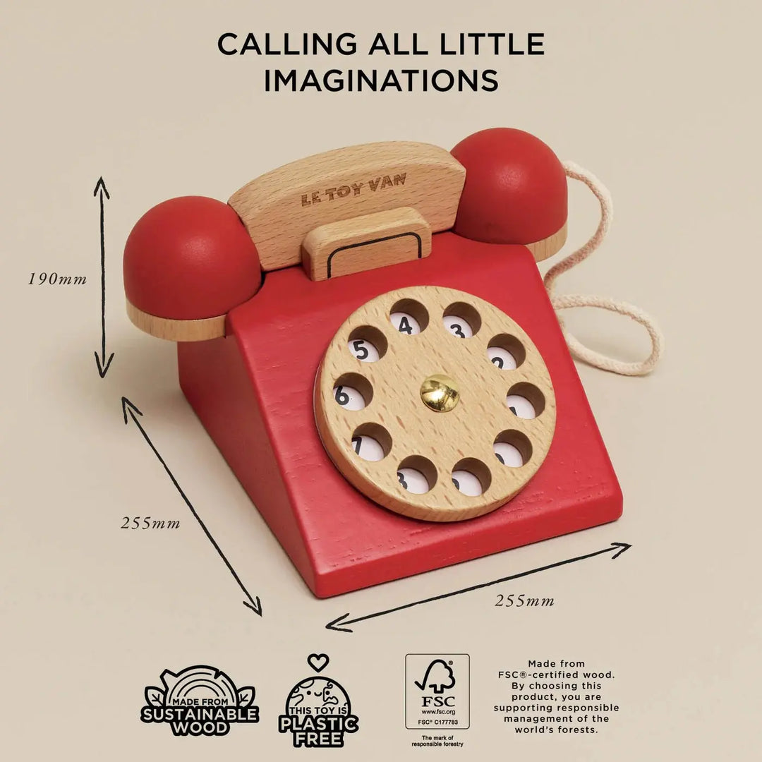 Blue Almonds Ltd Vintage Wooden Phone Le Toy Van