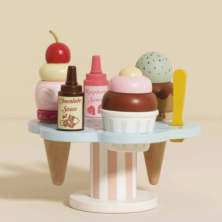 Blue Almonds Ltd Wooden Ice Cream Stand & Toppings Le Toy Van