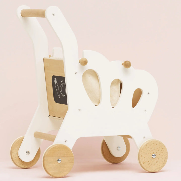 Blue Almonds Ltd Wooden Shopping Trolley & Cotton Bag Le Toy Van