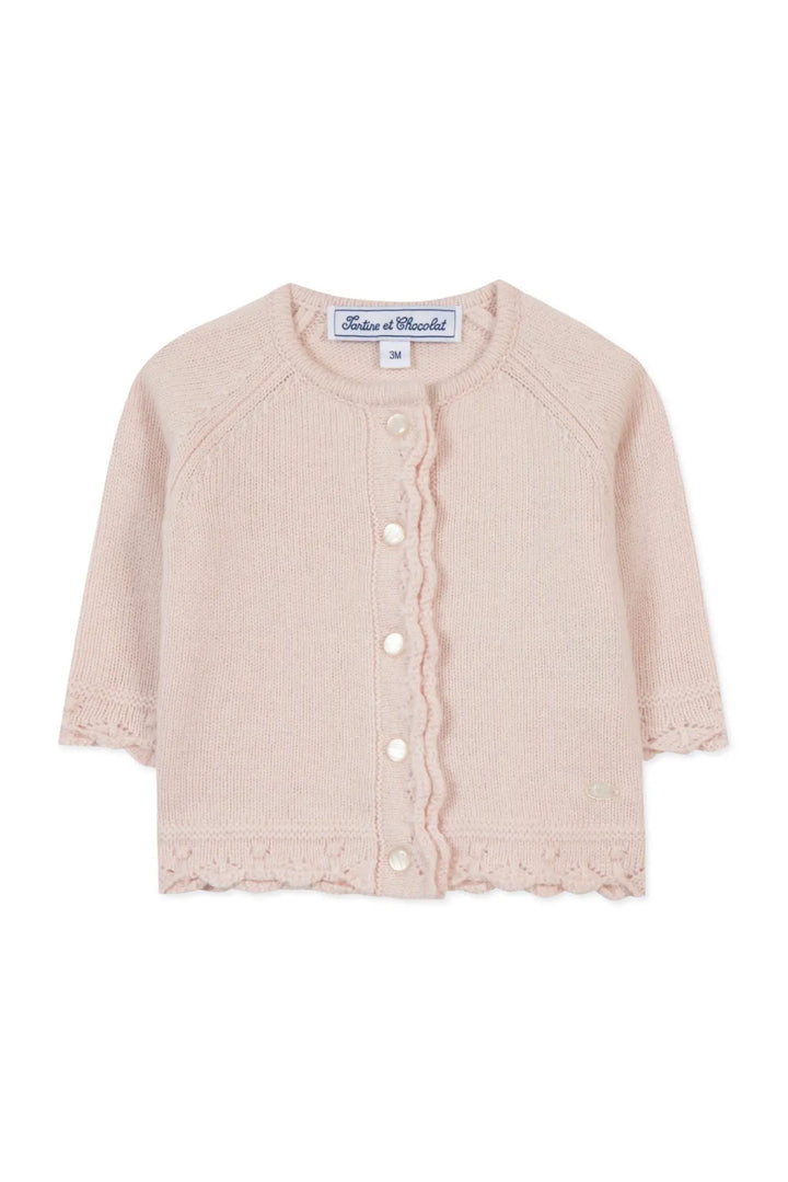 Blue Almonds Ltd baby girls cardigan in pink Tartine et chocolat