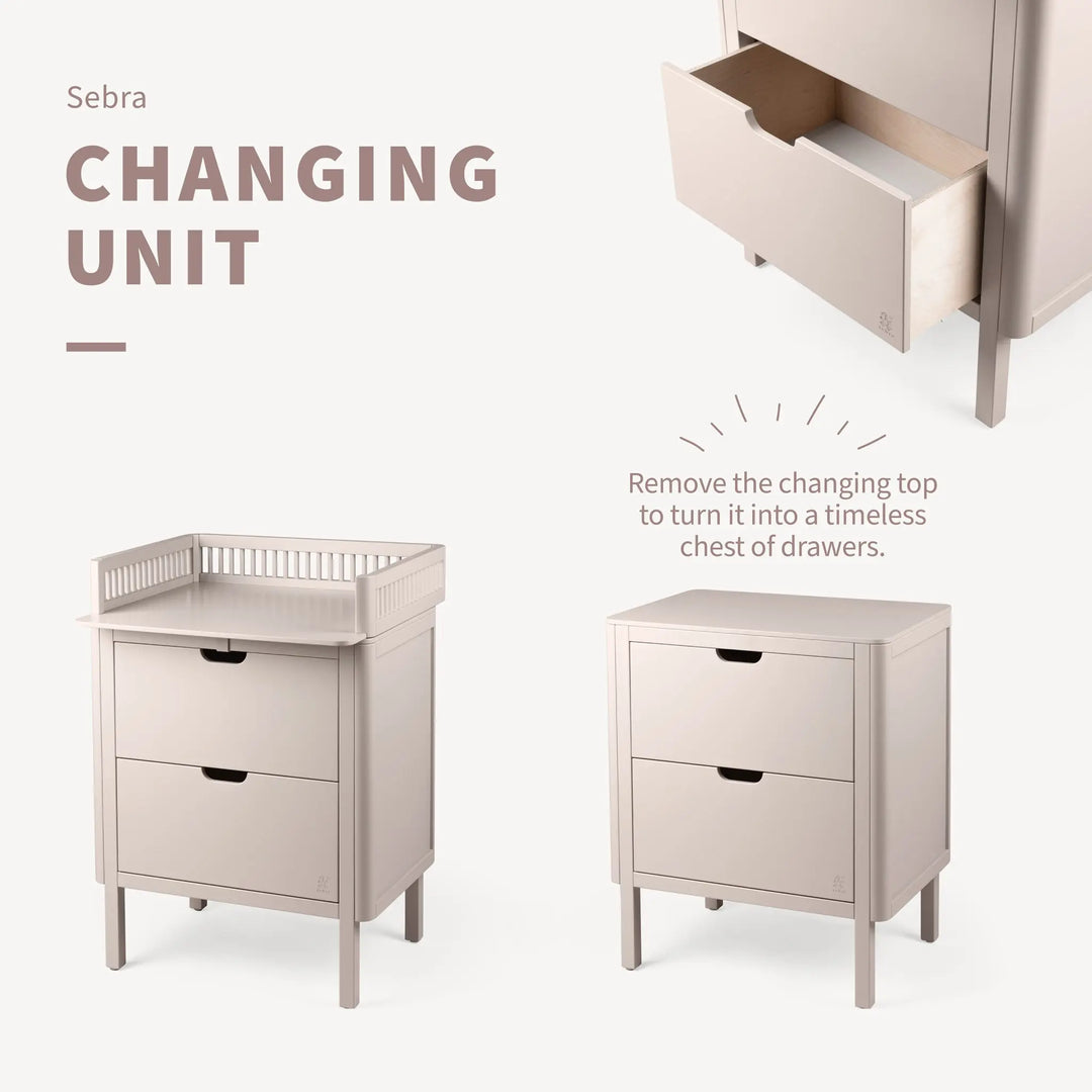 Blue Almonds Ltd Sebra Changing Unit - Birchbark Rose Sebra