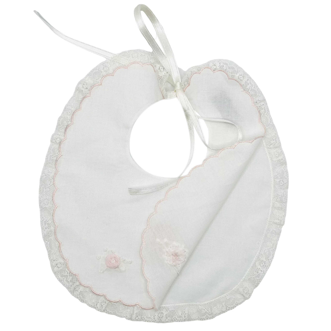Baby girls bib 'Fiori Rosa'--Piccola Giuggiola-Blue Almonds-London-South Kensington