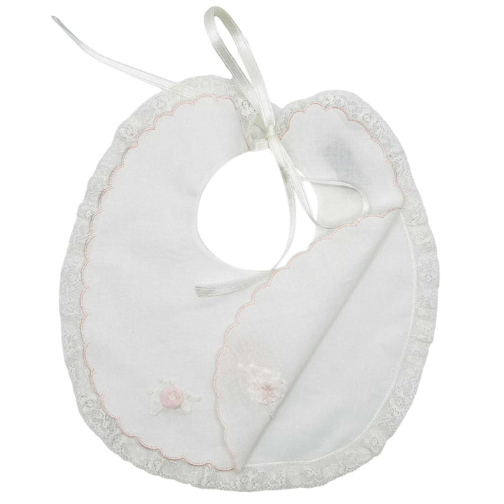 Baby girls bib 'Fiori Rosa'--Piccola Giuggiola-Blue Almonds-London-South Kensington