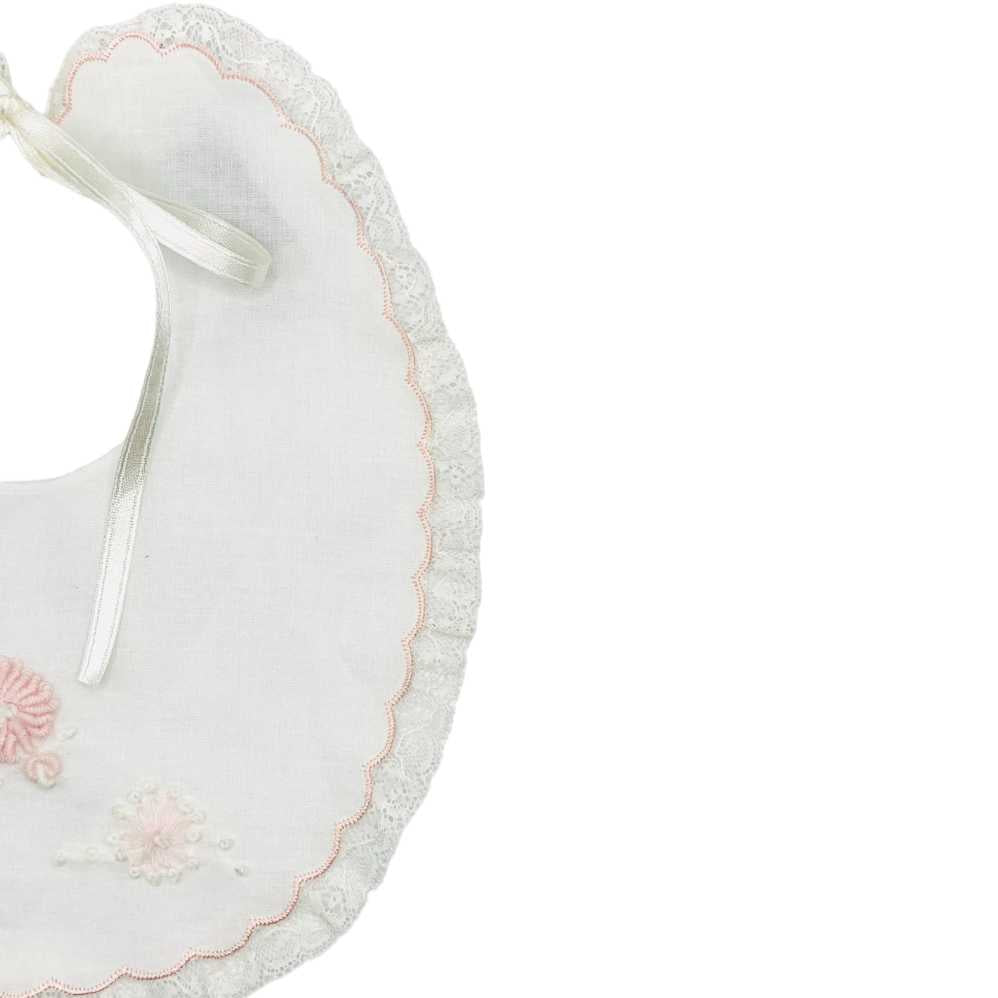 Baby girls bib 'Fiori Rosa'--Piccola Giuggiola-Blue Almonds-London-South Kensington