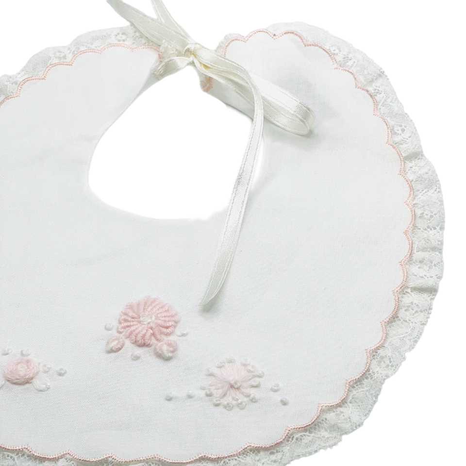 Baby girls bib 'Fiori Rosa'--Piccola Giuggiola-Blue Almonds-London-South Kensington