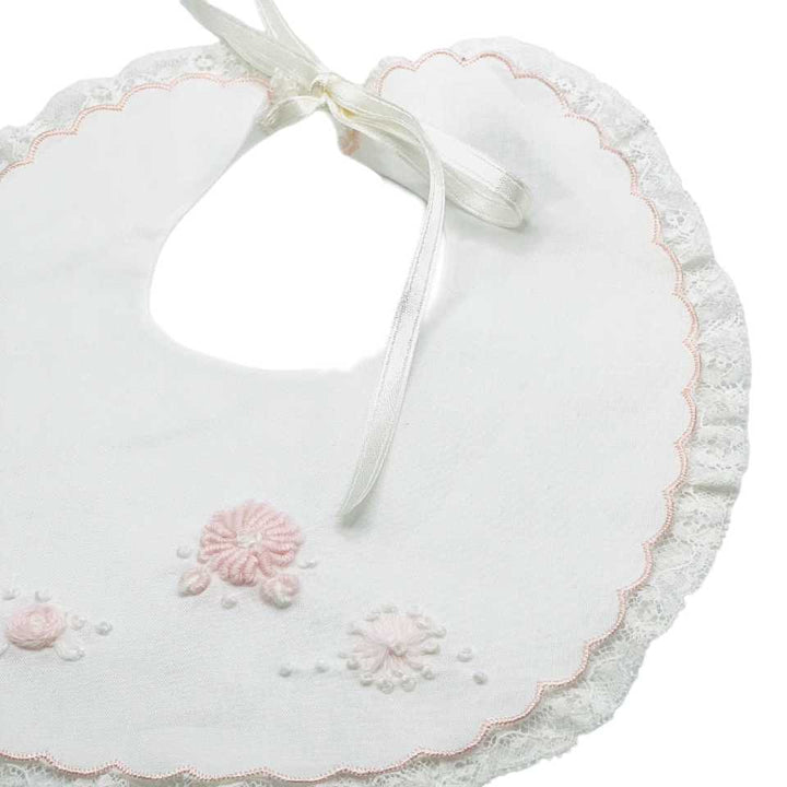 Baby girls bib 'Fiori Rosa'--Piccola Giuggiola-Blue Almonds-London-South Kensington