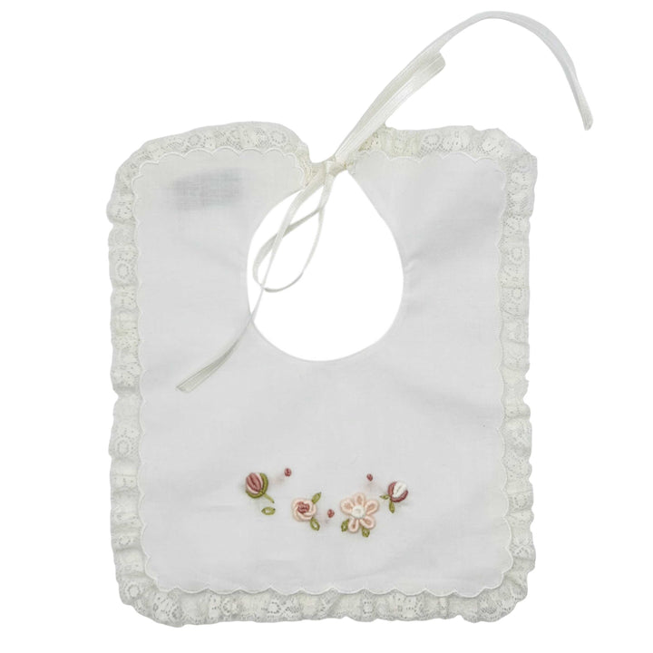 Baby girls bib 'Piccola Rosa'--Piccola Giuggiola-Blue Almonds-London-South Kensington