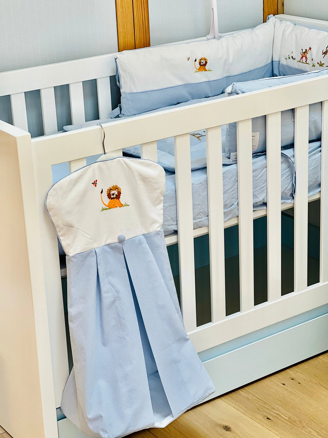 Nappy stacker "safari" blue-Baskets, nappy stackers & laundry bags-Gordonsbury-Blue Almonds-London-South Kensington