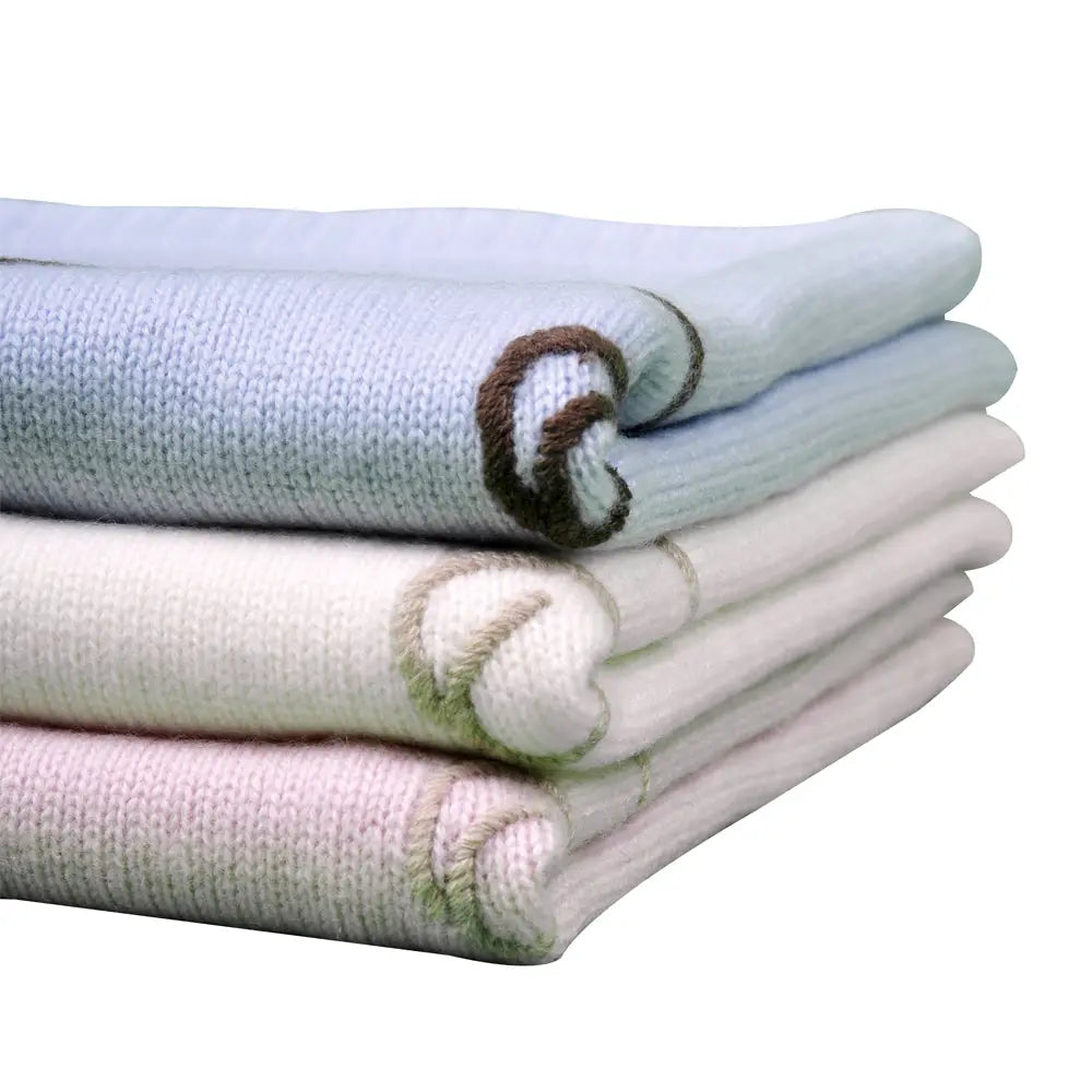 Cashmere bunny embroidered cream blanket-Blankets & swaddling-Ferrari Mariella-Blue Almonds-London-South Kensington