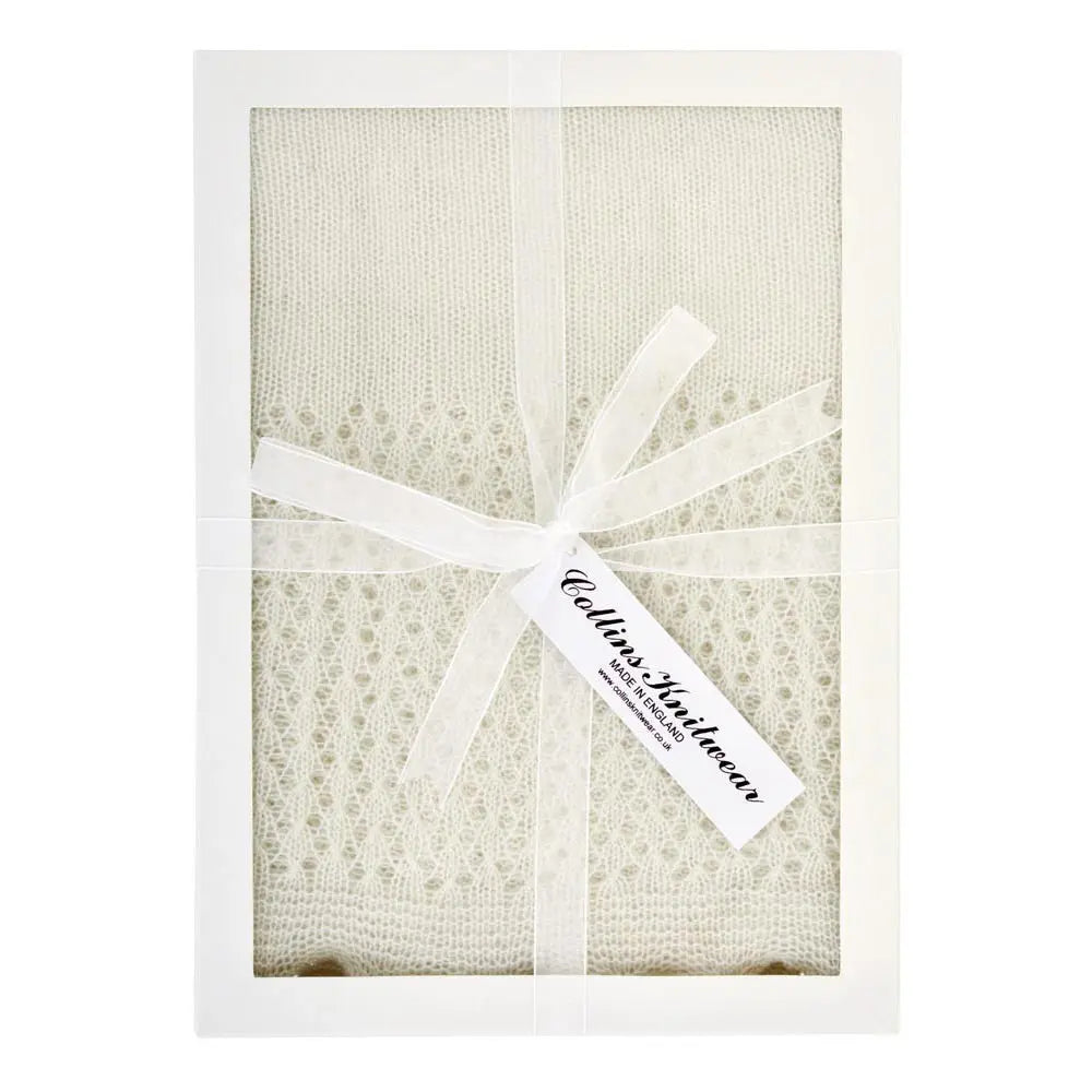 Cashmere shawl ecru-Blankets & swaddling-Collins Knitwear-Blue Almonds-London-South Kensington
