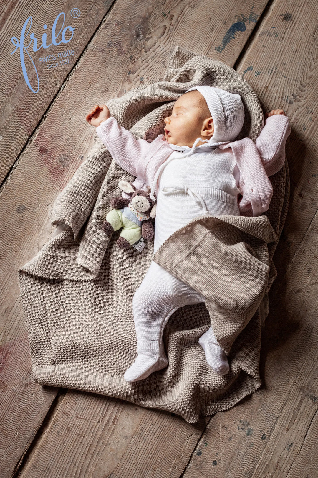 Classic Merino Wool Blanket - Blue-Blankets & swaddling-Frilo-Blue Almonds-London-South Kensington