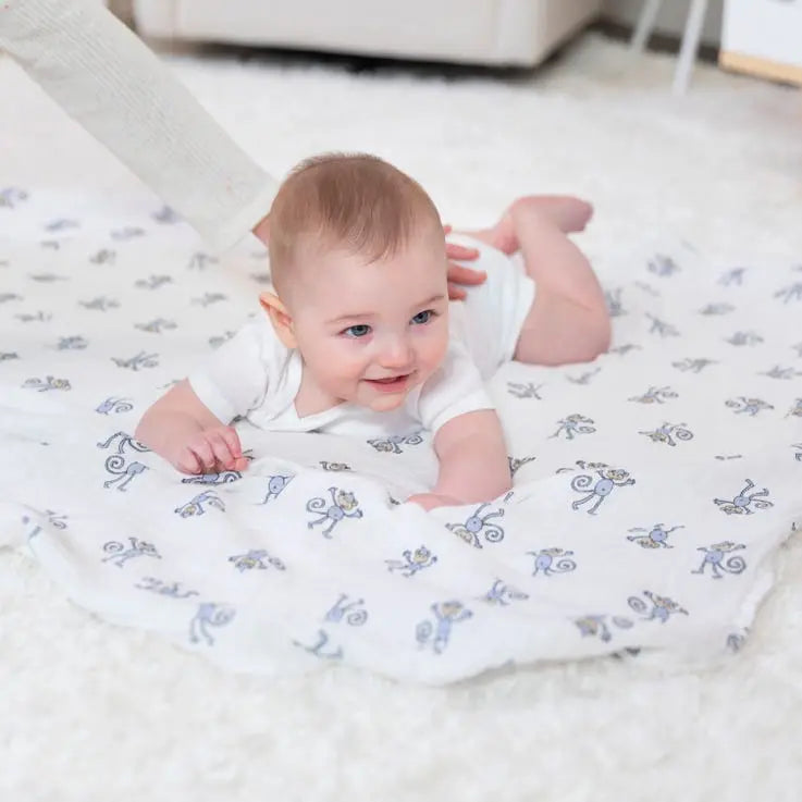 Cotton muslin 4-pack "jungle jam"-Blankets & swaddling-aden + anais-Blue Almonds-London-South Kensington