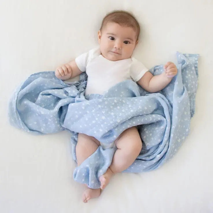 Cotton muslin 4-pack "rising star"-Blankets & swaddling-aden + anais-Blue Almonds-London-South Kensington