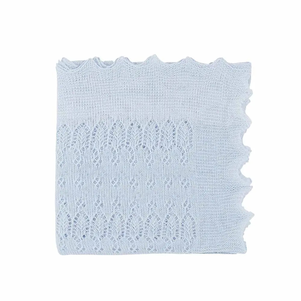 Cotton shawl blue-Blankets & swaddling-Collins Knitwear-Blue Almonds-London-South Kensington