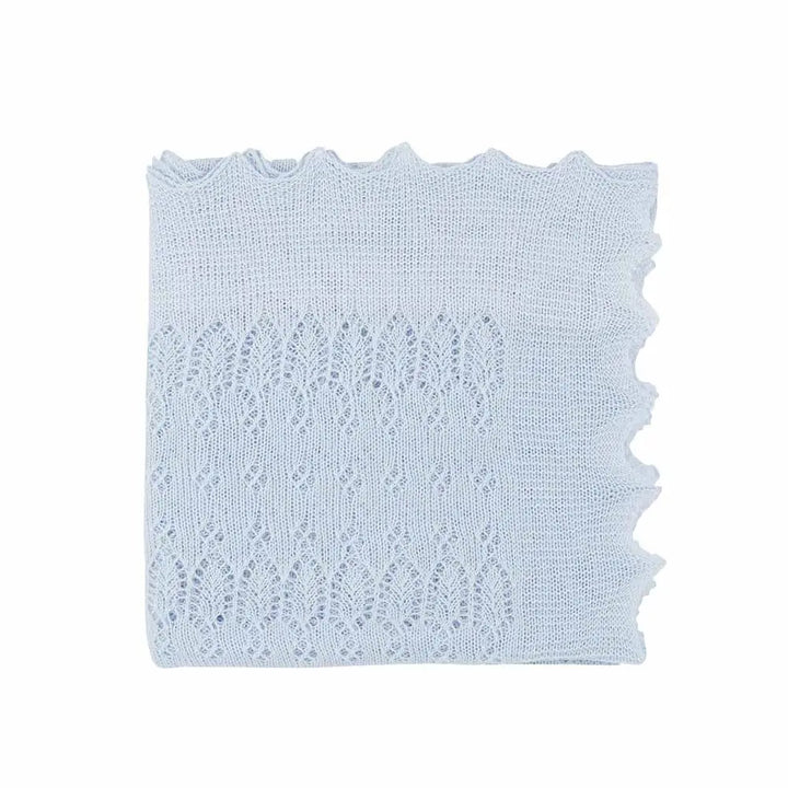 Cotton shawl blue-Blankets & swaddling-Collins Knitwear-Blue Almonds-London-South Kensington