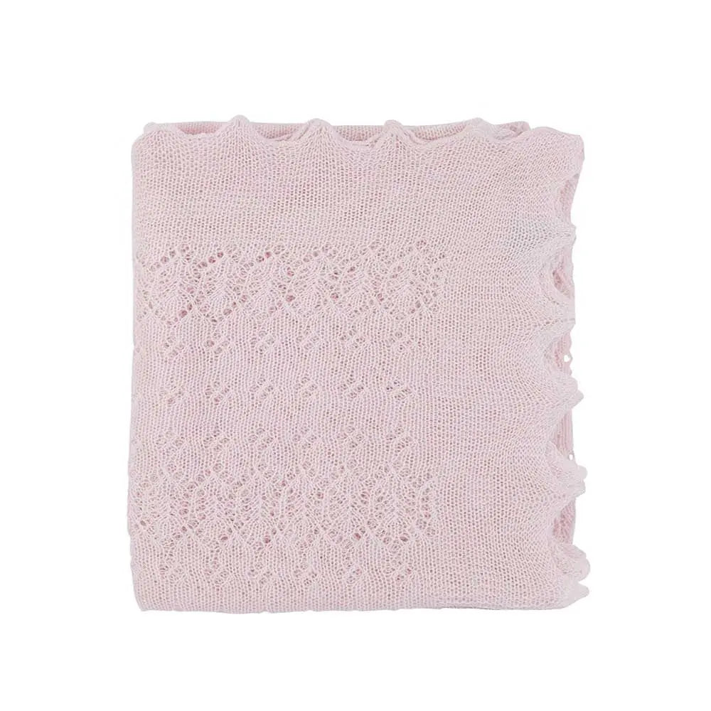 Cotton shawl pink-Blankets & swaddling-Collins Knitwear-Blue Almonds-London-South Kensington