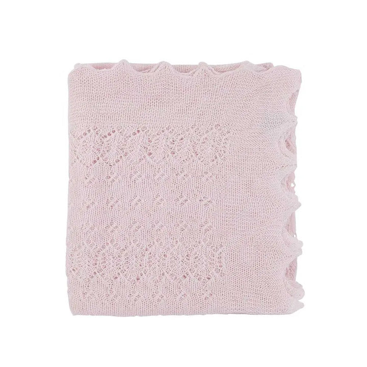 Cotton shawl pink-Blankets & swaddling-Collins Knitwear-Blue Almonds-London-South Kensington