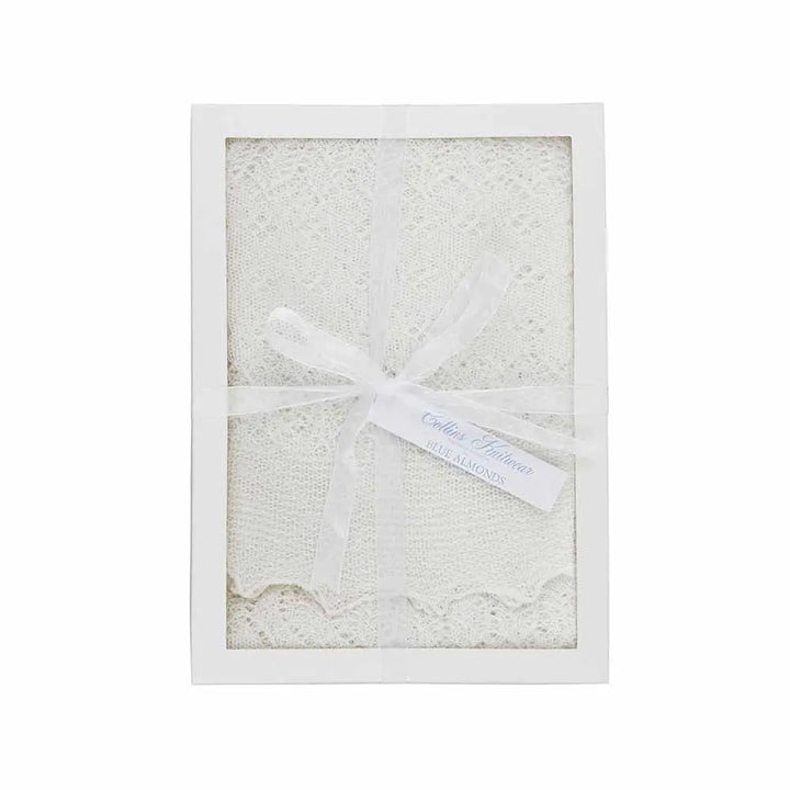 Cotton shawl white-Blankets & swaddling-Collins Knitwear-Blue Almonds-London-South Kensington