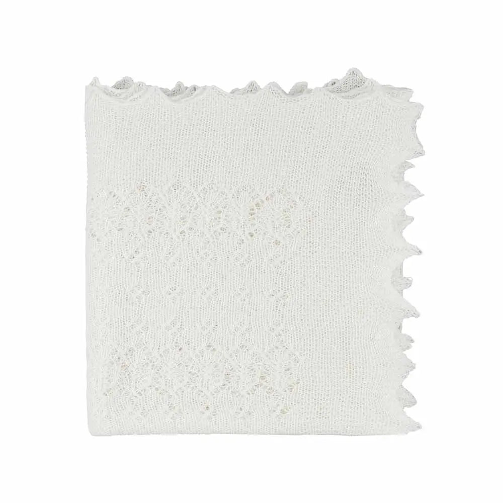 Cotton shawl white-Blankets & swaddling-Collins Knitwear-Blue Almonds-London-South Kensington