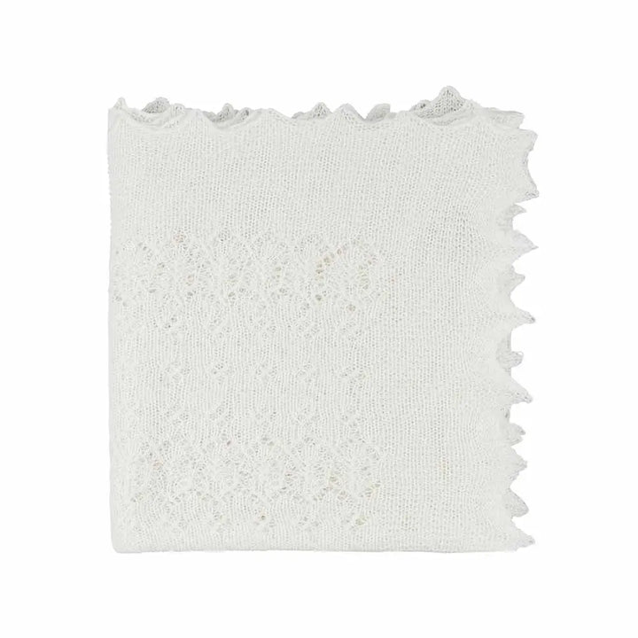 Cotton shawl white-Blankets & swaddling-Collins Knitwear-Blue Almonds-London-South Kensington