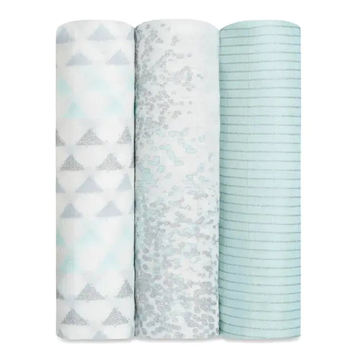 Silky soft swaddle "metallic skylight birch"-Blankets & swaddling-aden + anais-Blue Almonds-London-South Kensington