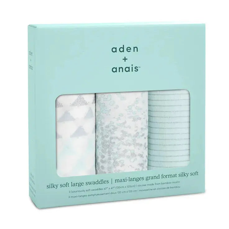 Silky soft swaddle "metallic skylight birch"-Blankets & swaddling-aden + anais-Blue Almonds-London-South Kensington