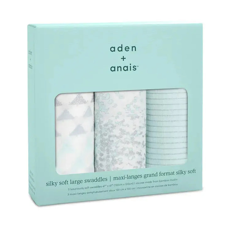 Silky soft swaddle "metallic skylight birch"-Blankets & swaddling-aden + anais-Blue Almonds-London-South Kensington
