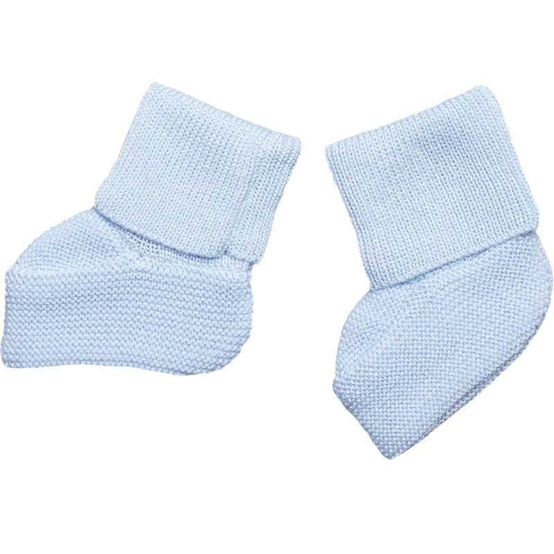 Classic Merino Wool Booties - Blue-Booties, mittens & hats-Frilo-Blue Almonds-London-South Kensington