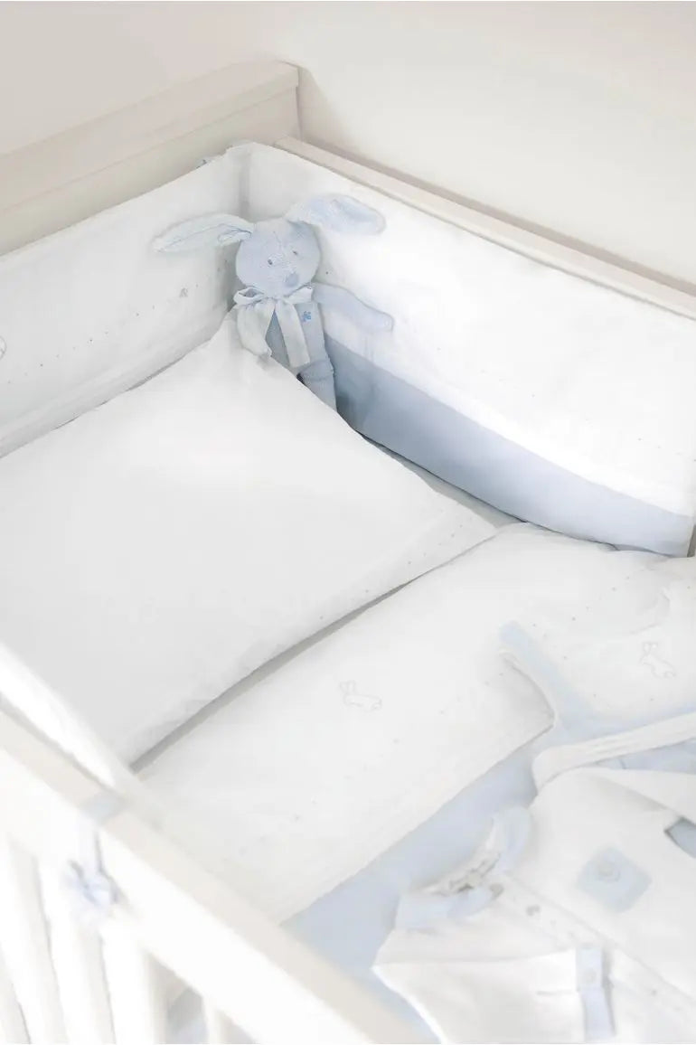 Cotbed bumper "garda" blue-Bumpers & quilts-Tartine et Chocolat-Blue Almonds-London-South Kensington