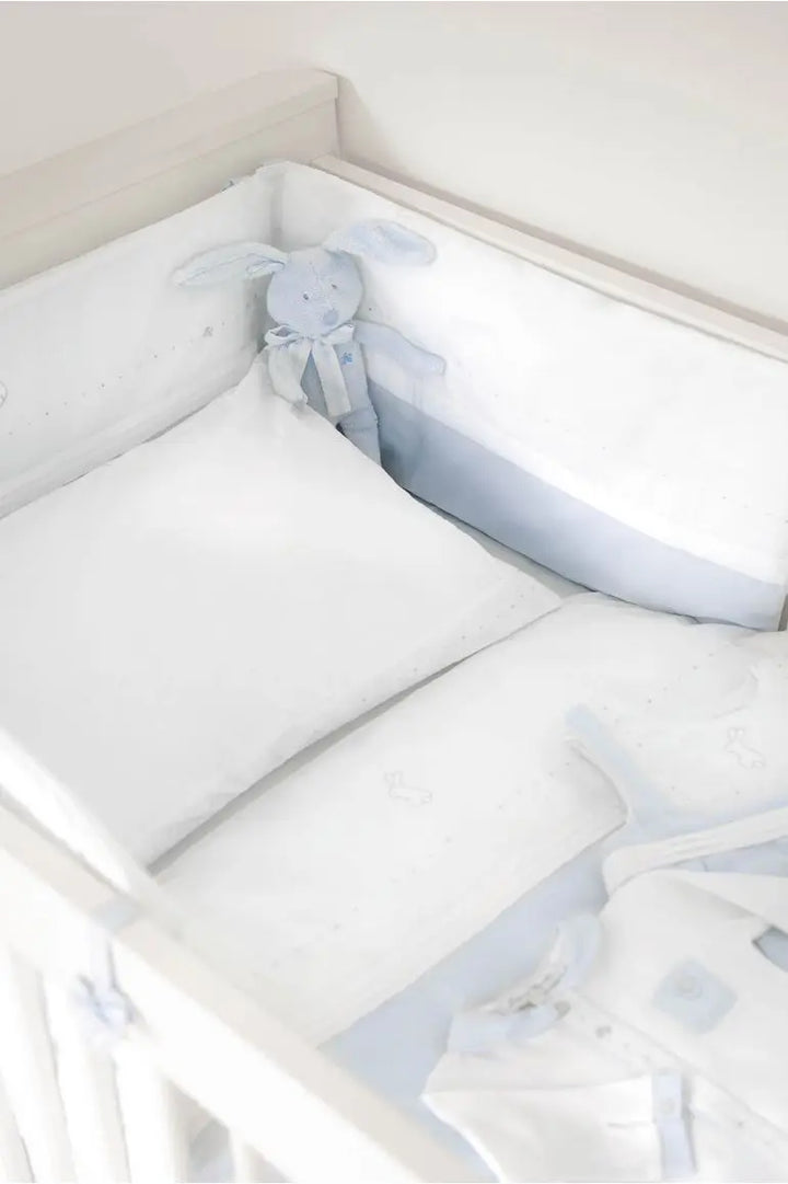 Cotbed bumper "garda" blue-Bumpers & quilts-Tartine et Chocolat-Blue Almonds-London-South Kensington