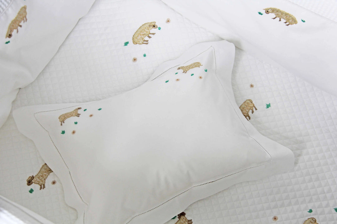 Cotbed Bumper - Sheep-Bumpers & quilts-Valombrouse-Blue Almonds-London-South Kensington