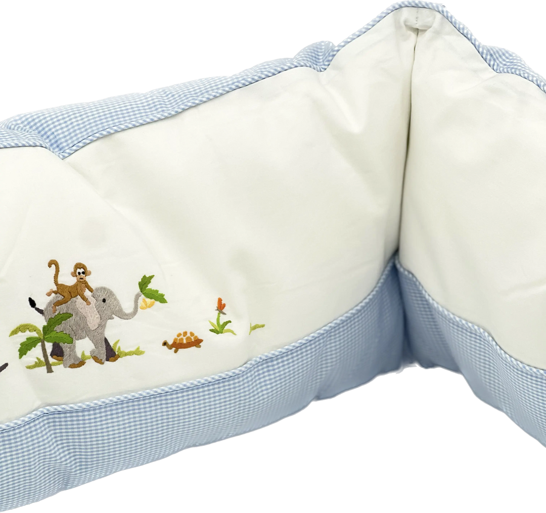 Cotbed half bumper "safari" blue-Bumpers & quilts-Gordonsbury-Blue Almonds-London-South Kensington