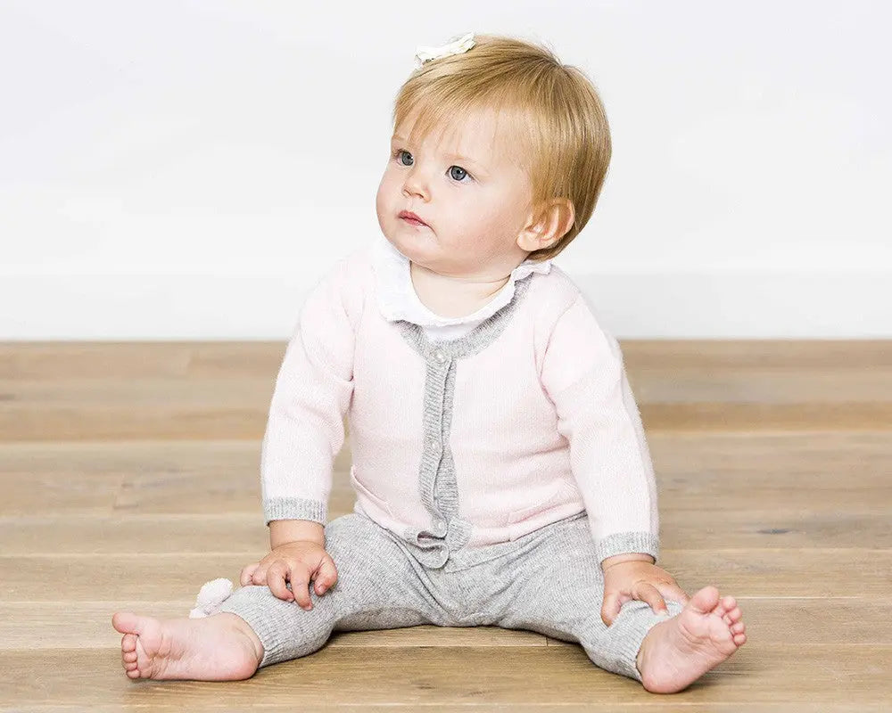 Cashmere roundneck cardigan pink Blue Almonds