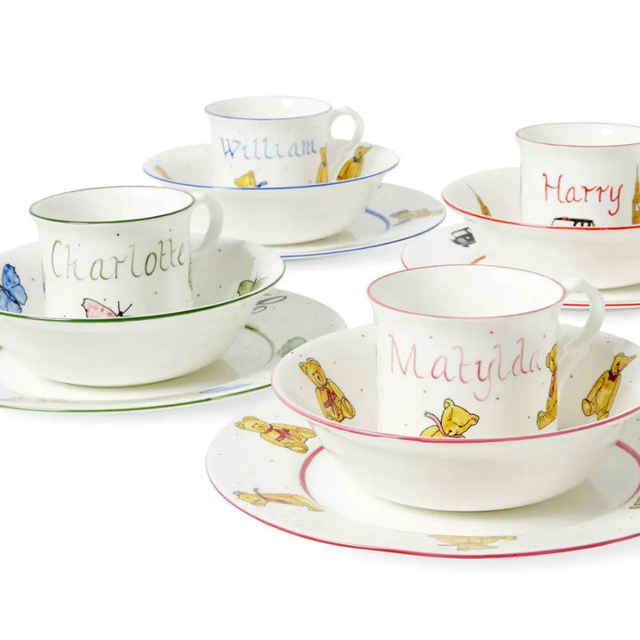 Personalised 3-piece ceramic set butterflies-Dining sets-Blue Almonds-Blue Almonds-London-South Kensington