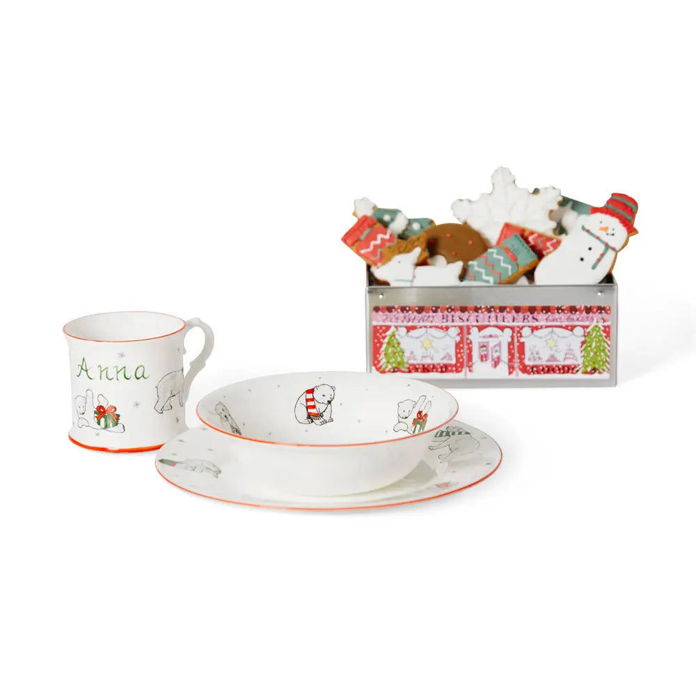 Personalised 3-piece ceramic set festive-Dining sets-Blue Almonds-Blue Almonds-London-South Kensington