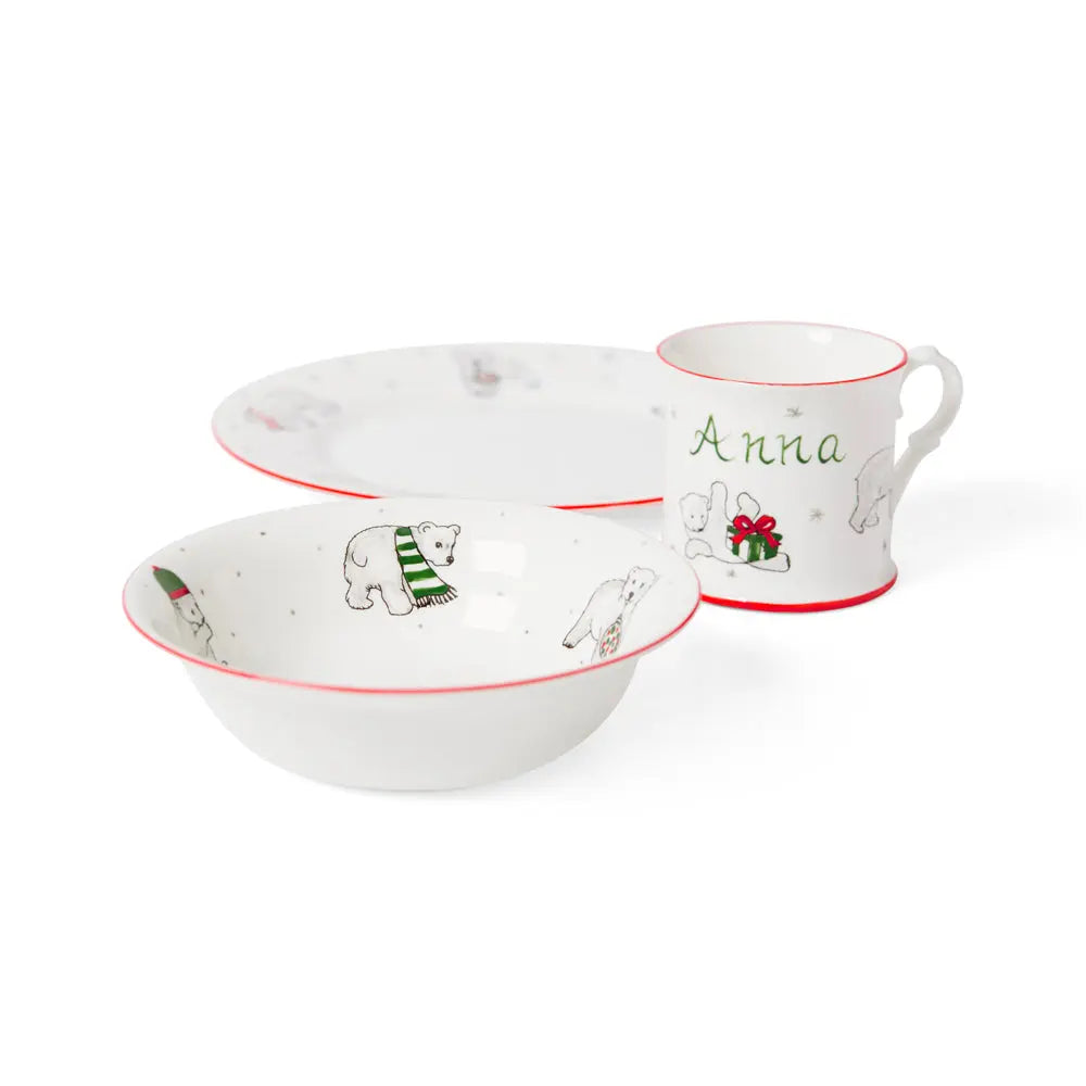 Personalised 3-piece ceramic set festive-Dining sets-Blue Almonds-Blue Almonds-London-South Kensington