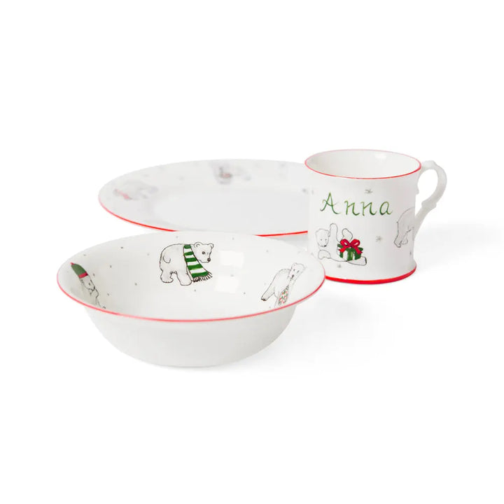 Personalised 3-piece ceramic set festive-Dining sets-Blue Almonds-Blue Almonds-London-South Kensington