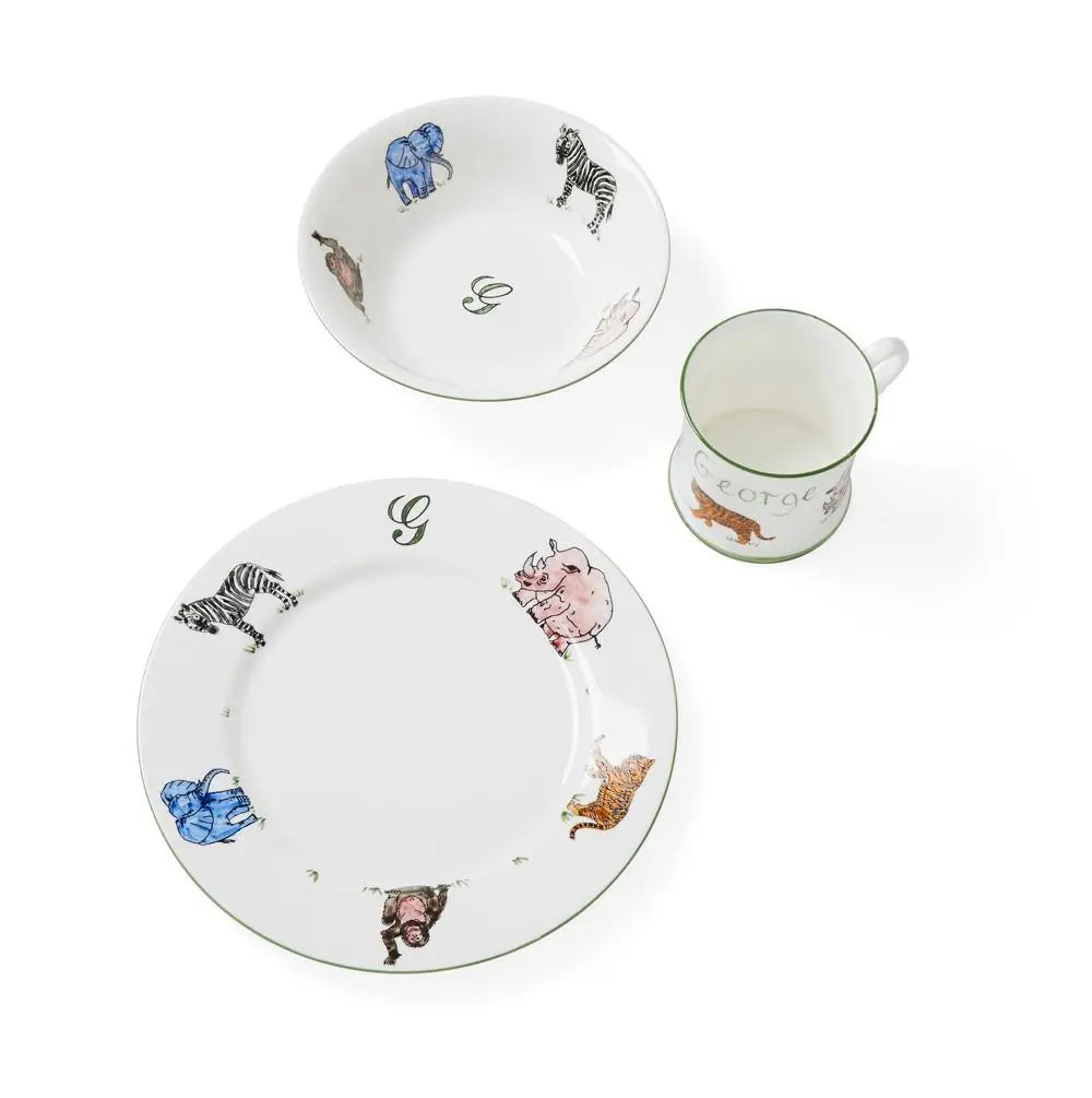 Personalised 3-piece ceramic set safari-Dining sets-Blue Almonds-Blue Almonds-London-South Kensington