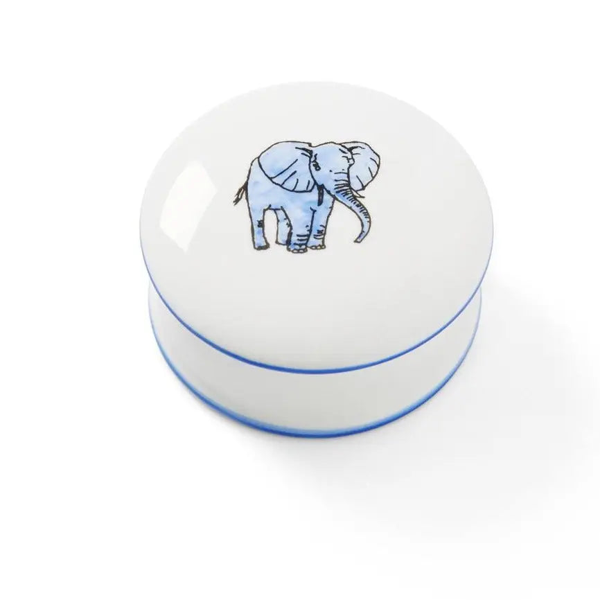 Personalised large keepsake box elephant blue-Dining sets-Blue Almonds-Blue Almonds-London-South Kensington