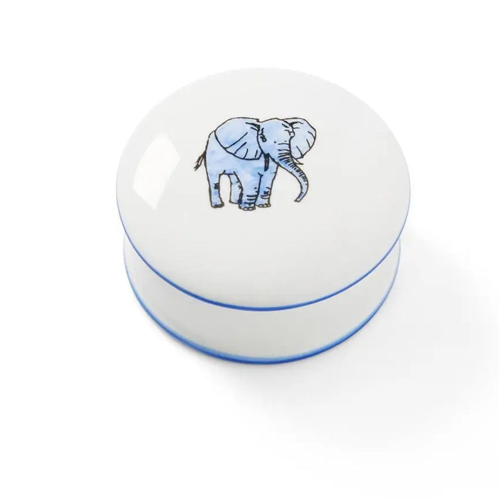 Personalised large keepsake box elephant blue-Dining sets-Blue Almonds-Blue Almonds-London-South Kensington
